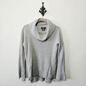 Lord & Taylor 100% Cashmere Cowl Neck Sweater Size XS Grey Bell Sleeve EUC